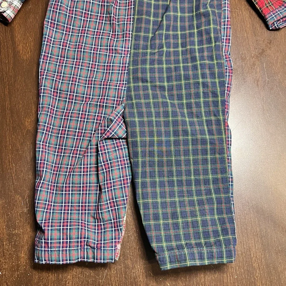 Ralph‎ Lauren Unisex Size 9M Patchwork Plaid One-Piece Romper Lined EUC